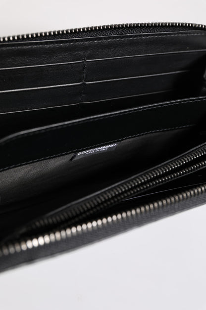 محفظة دولتشي آند غابانا كونتيننتال من الجلد الطبيعي المنقوش باللون الأسود والأزرق