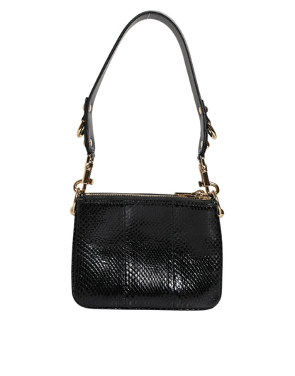 Dolce & Gabbana Black Exotic Leather Shoulder Sling Clutch Bag