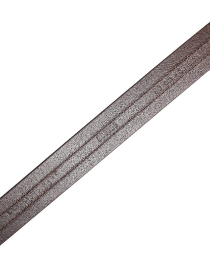 حزام دولتشي آند غابانا من الجلد العنابي مع مشبك معدني وشعار