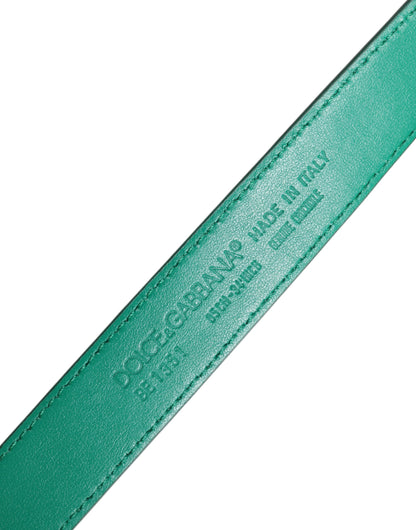 حزام دولتشي آند غابانا من الجلد الأخضر مع مشبك معدني للخصر