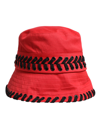 Dolce & Gabbana Red Lace Polyester Wide Brim Bucket Hat