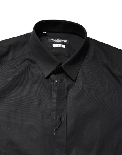 Dolce & Gabbana Black GOLD Cotton Long Sleeves Dress Shirt