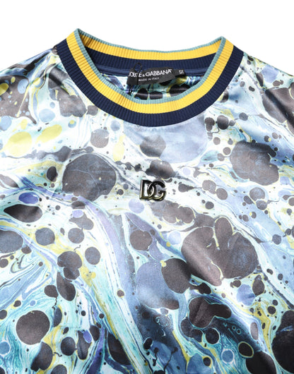 Dolce & Gabbana Multicolor Marble Print Men Pullover Sweater