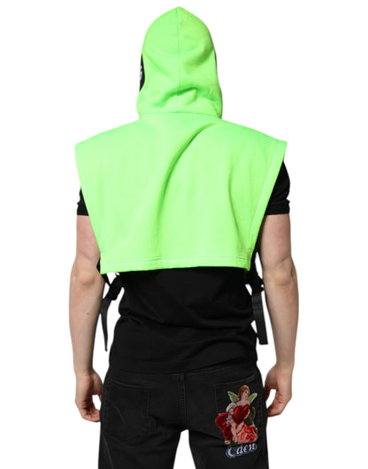 Dolce & Gabbana Green Polyester Hooded Sportswear Vest Sweater