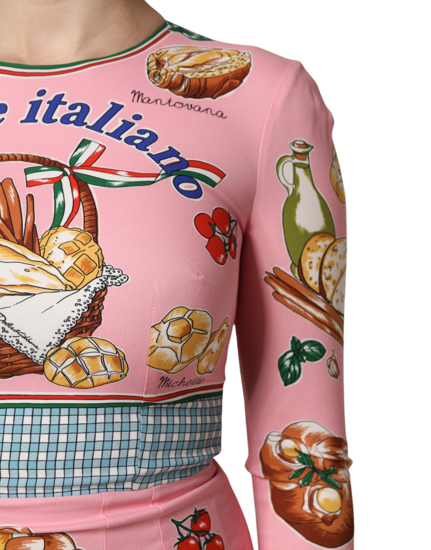 Dolce & Gabbana Pink Pastry Print Bodycon Sheath Midi Dress