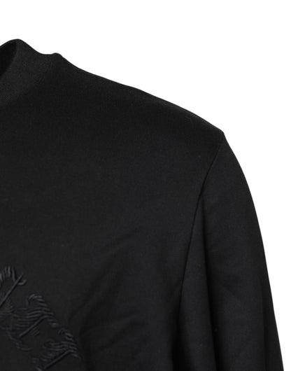 Dolce & Gabbana Black Embroidered Crew Neck Pullover Sweater