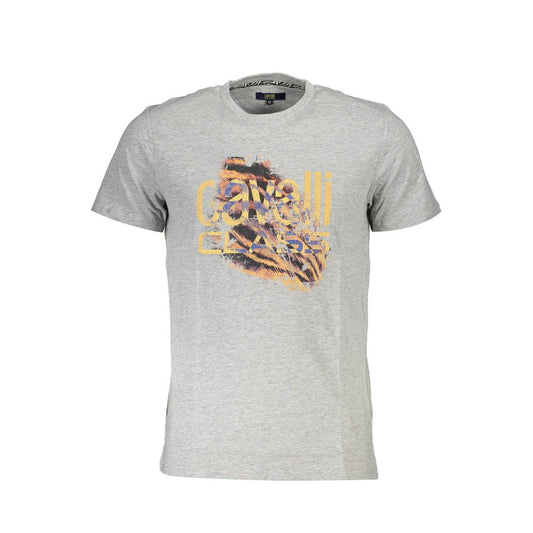 Cavalli Class Grigio Cotton Men T-Shirt