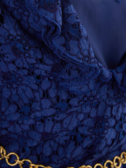 Gucci Blu Viscose and Cotton Mid Long Dress