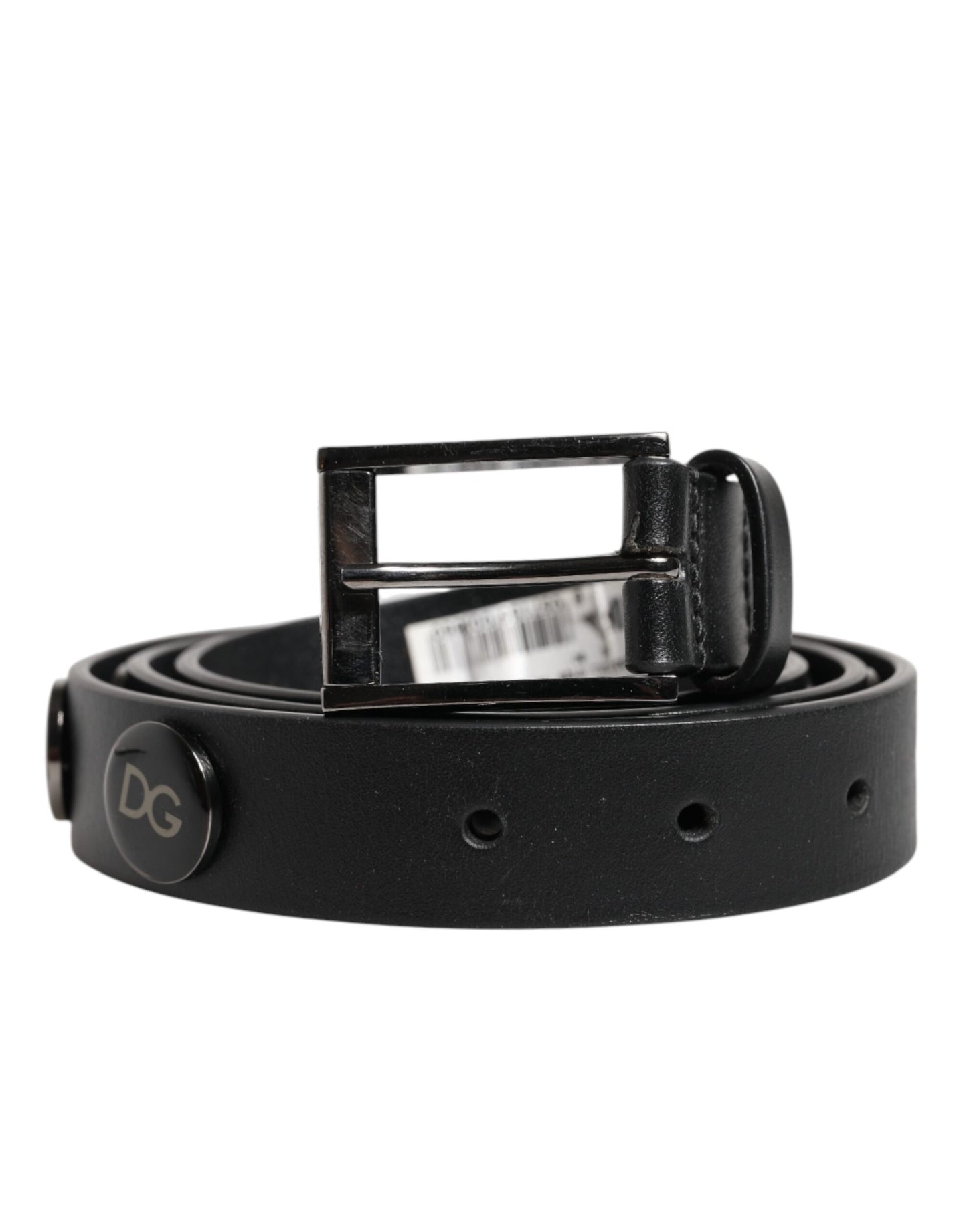 Dolce & Gabbana Black Luxury Leather DG Studs Buckle Belt
