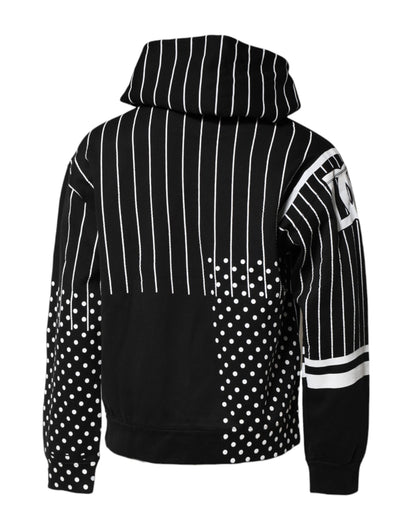 Dolce & Gabbana Black White Stripe Hooded Sweatshirt Sweater