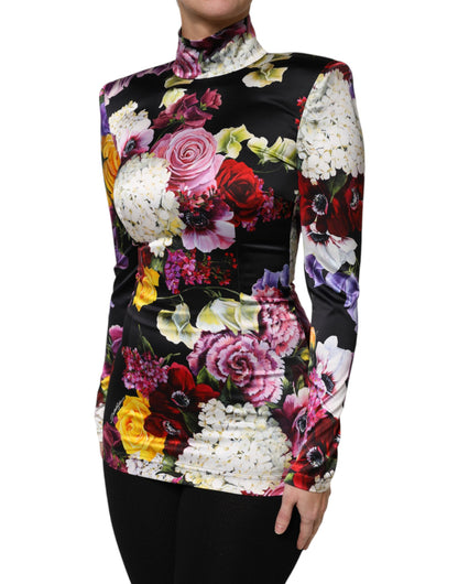 Dolce & Gabbana Multicolor Ortensies Long Sleeves Blouse Top
