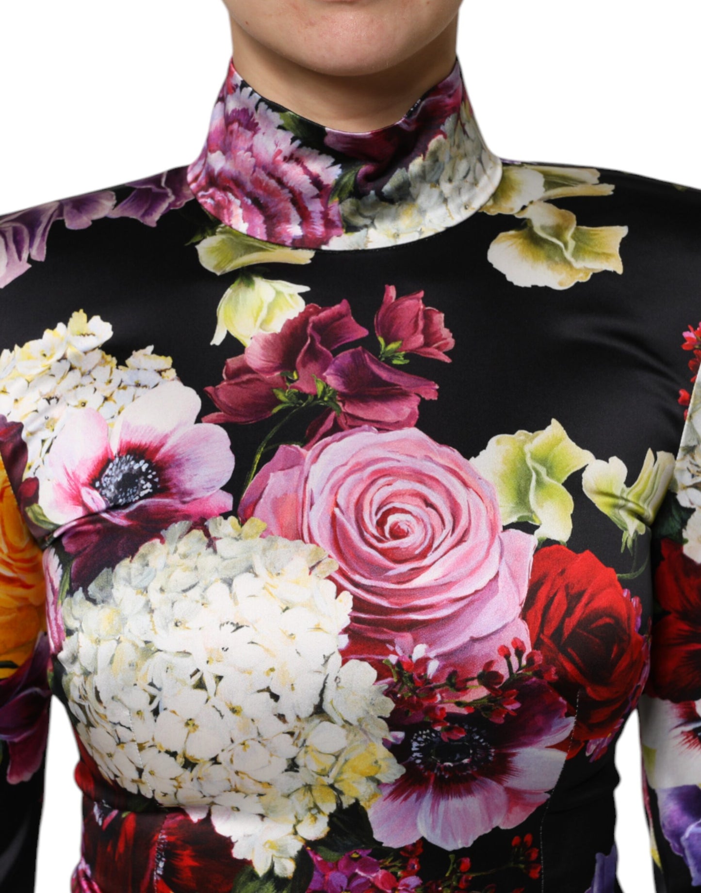 Dolce & Gabbana Multicolor Ortensies Long Sleeves Blouse Top