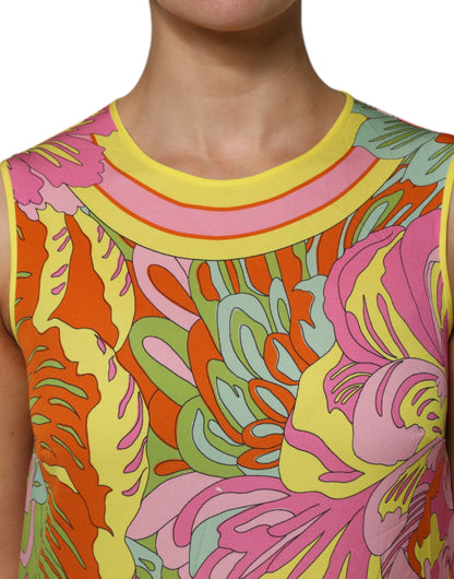 Dolce & Gabbana Multicolor Floral Roundneck Sleeveless Top