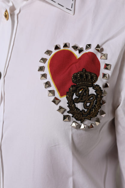 قميص دولتشي آند غابانا أبيض من القطن مزين بالورود