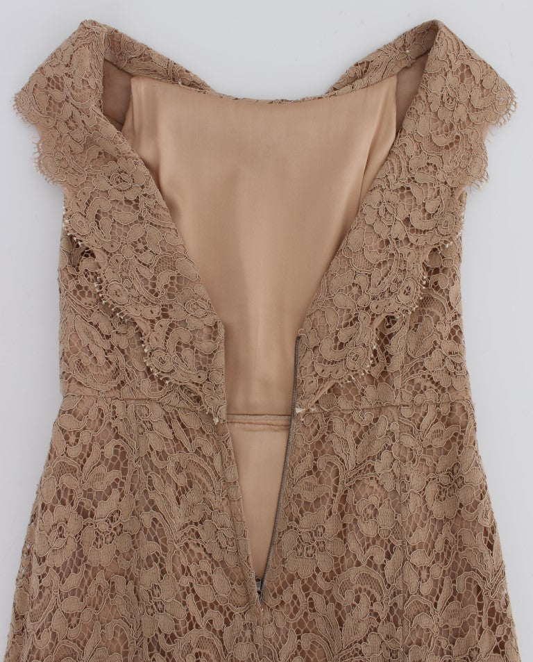 دولتشي آند غابانا فستان وردي كامل الطول من الدانتيل