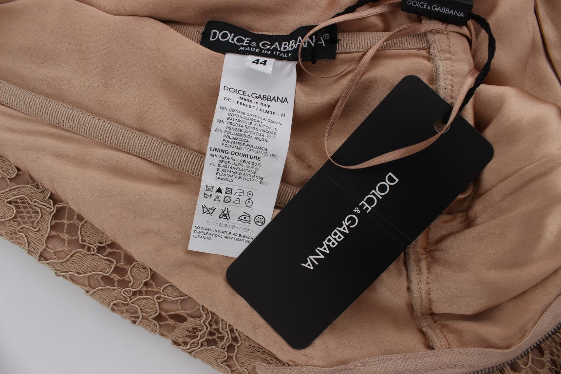 دولتشي آند غابانا فستان وردي كامل الطول من الدانتيل