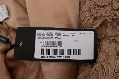 دولتشي آند غابانا فستان وردي كامل الطول من الدانتيل