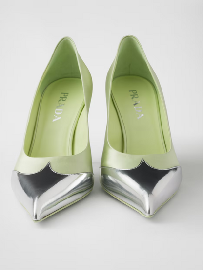 Prada Satin And Metallic Leather Pumps