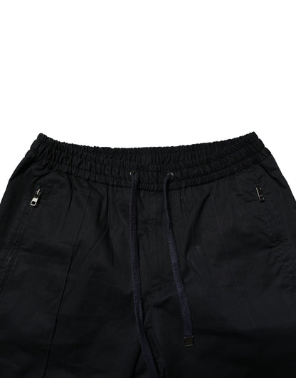 Dolce & Gabbana Black Cotton Mid Waist Jogger Pants