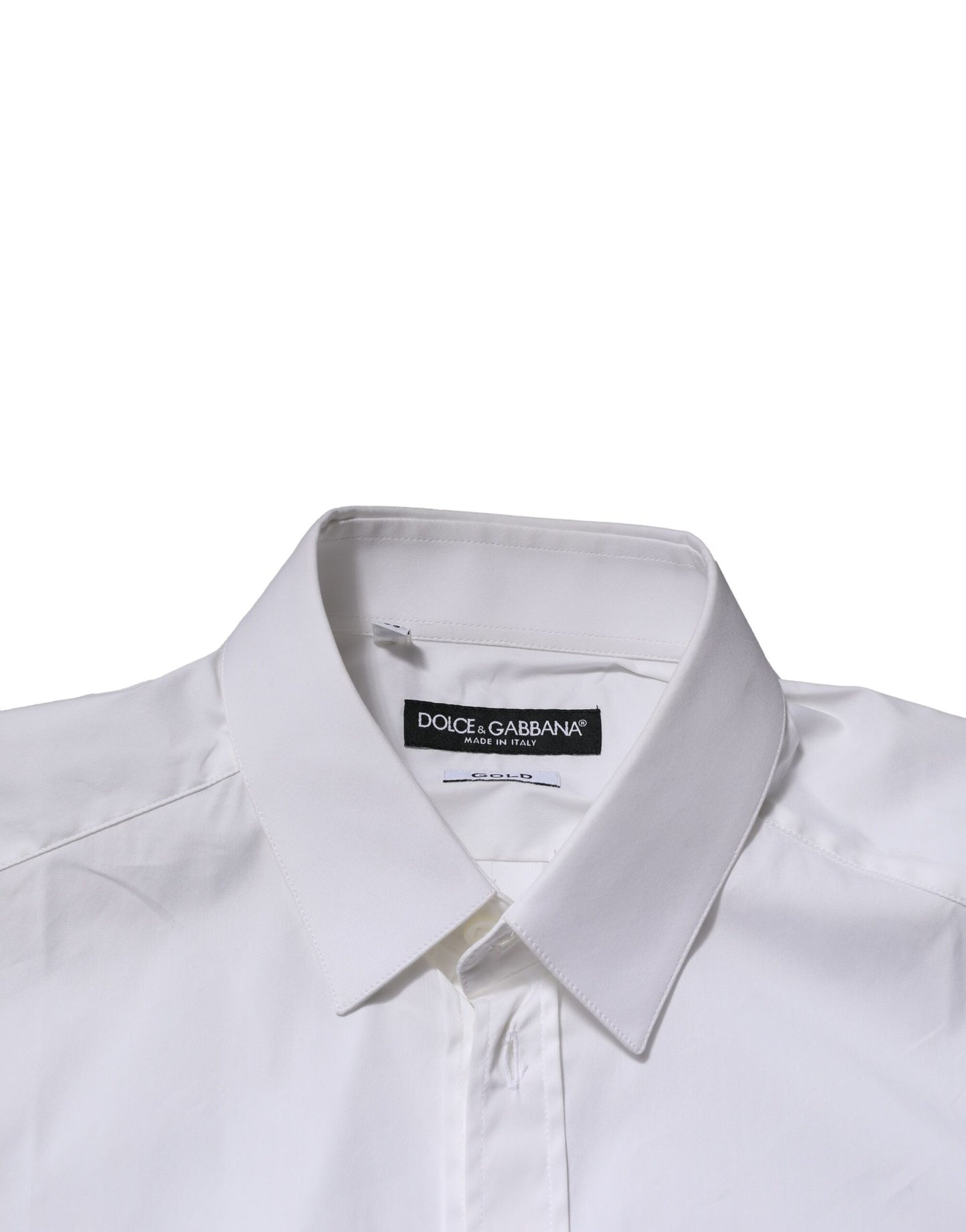 Dolce & Gabbana White GOLD Cotton Men Dress Formal Shirt
