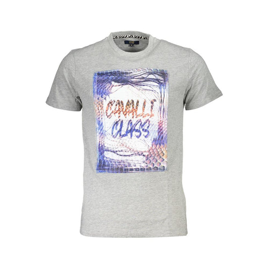 Cavalli Class Grigio Cotton Men T-Shirt