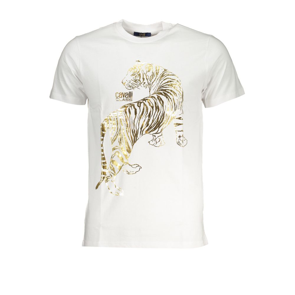 Cavalli Class Bianco Cotton Men T-Shirt