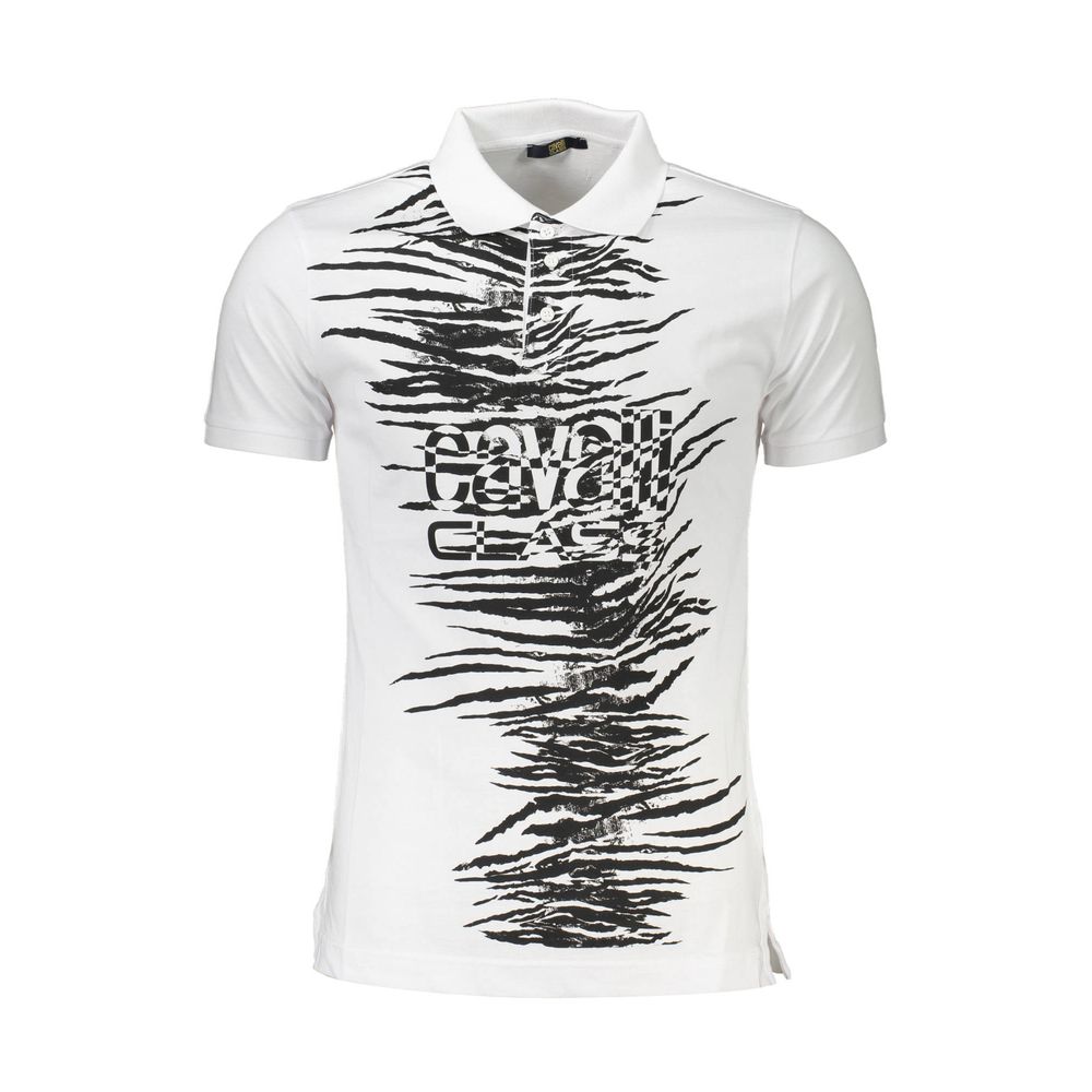 Cavalli Class Bianco Cotton Men Polo Shirt