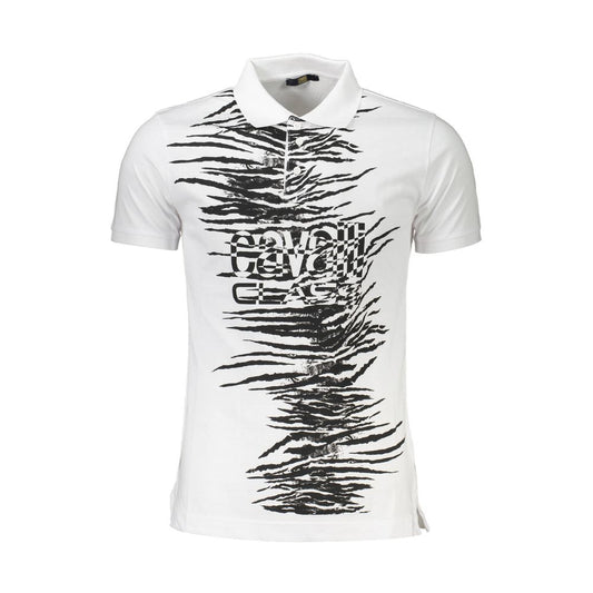 Cavalli Class Bianco Cotton Men Polo Shirt