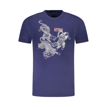 Cavalli Class Blu Cotton Men T-Shirt