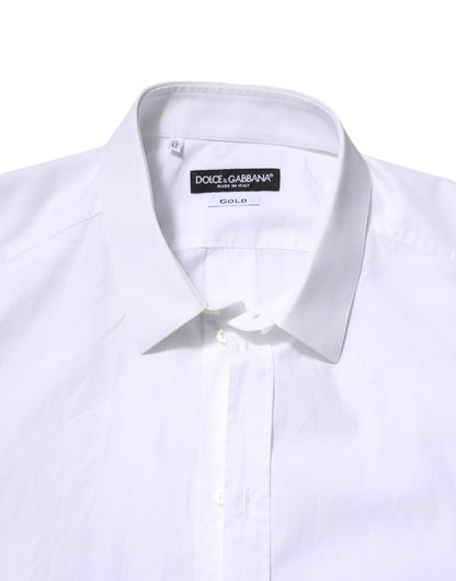 Dolce & Gabbana White Cotton GOLD Long Sleeves Dress Shirt
