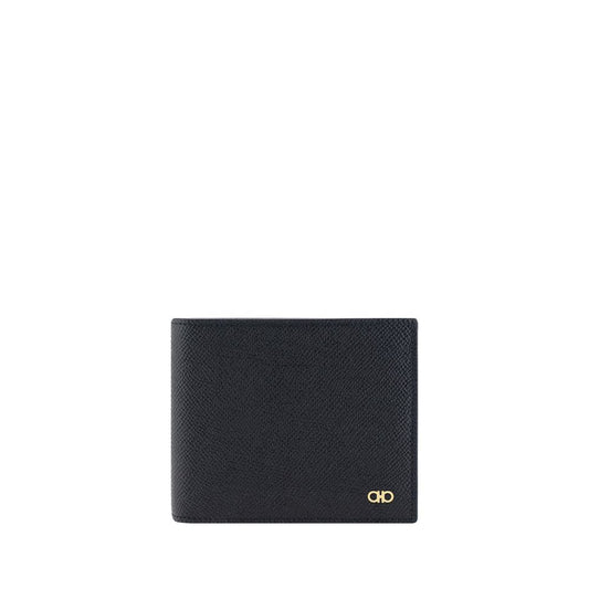 Ferragamo Black Calf Leather Bos Taurus Wallet