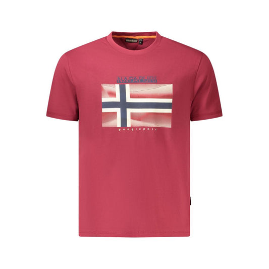 Napapijri Red Organic Cotton Men T-Shirt