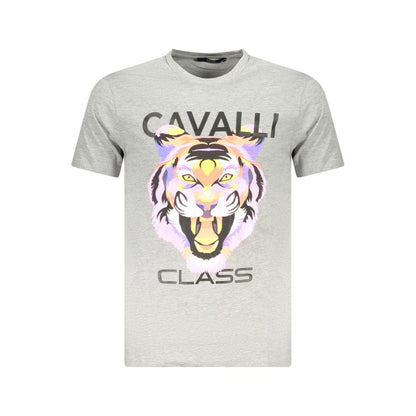 Cavalli Class Grigio Cotton Men T-Shirt