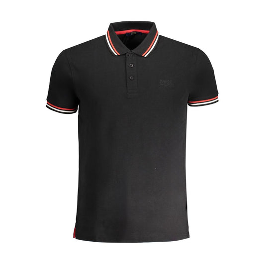 Cavalli Class Black Cotton Men Polo Shirt