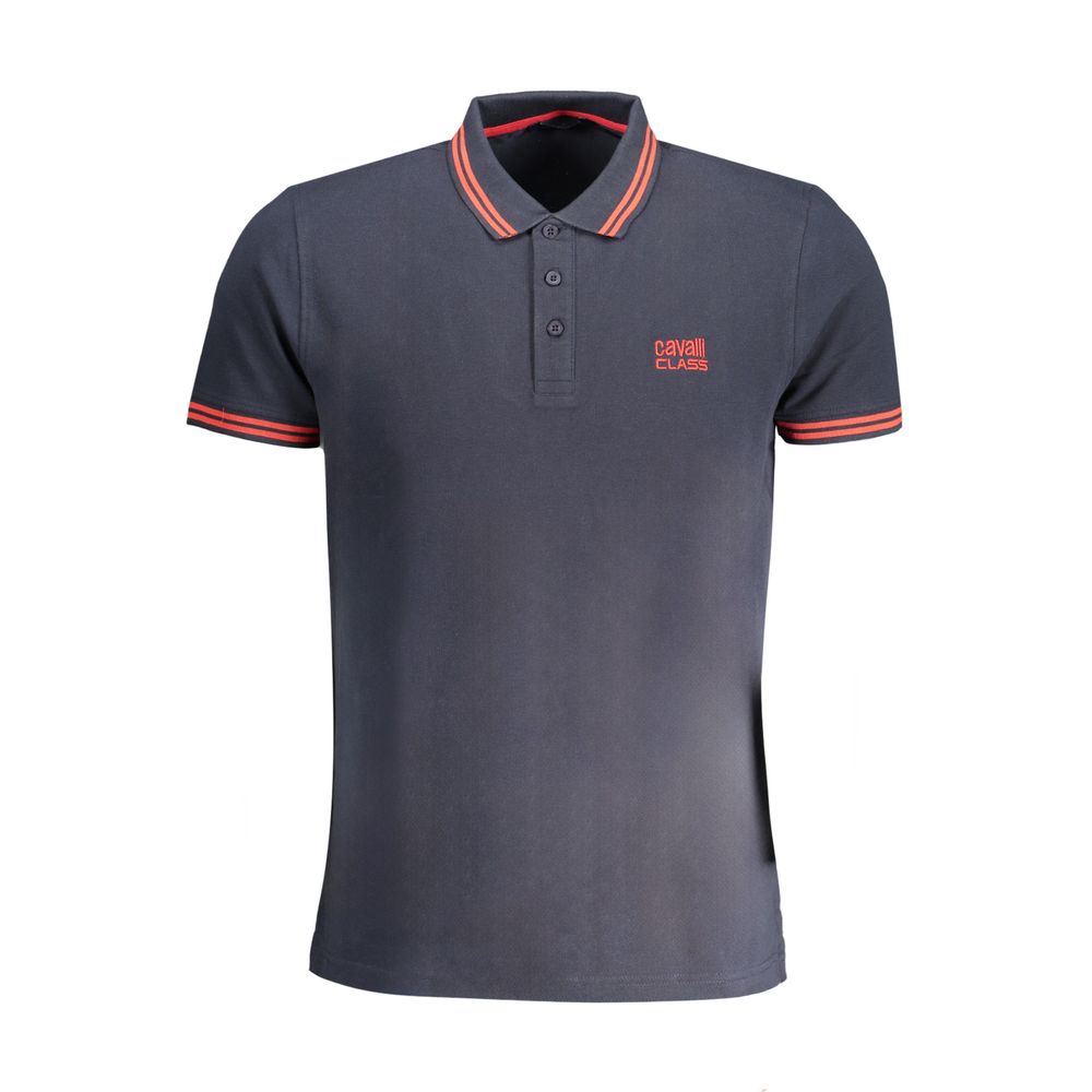 Cavalli Class Blue Cotton Men Polo Shirt