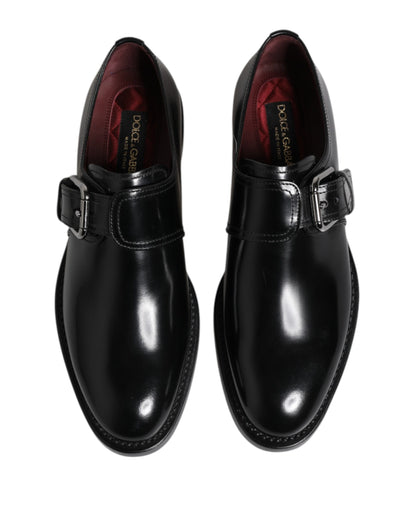 Dolce & Gabbana Black Leather Monk Strap Derby Formal Shoes