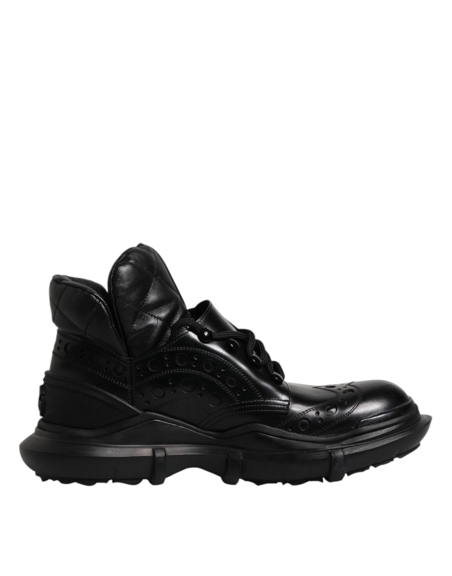 Dolce & Gabbana Black Leather Casual Mens Ankle Boots Shoes