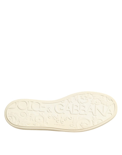 حذاء سنيكرز دولتشي آند غابانا أسود من الجلد منخفض الرقبة بتصميم تاج النحل