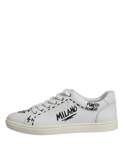 Dolce & Gabbana White London Calf Leather Men Sneakers Shoes