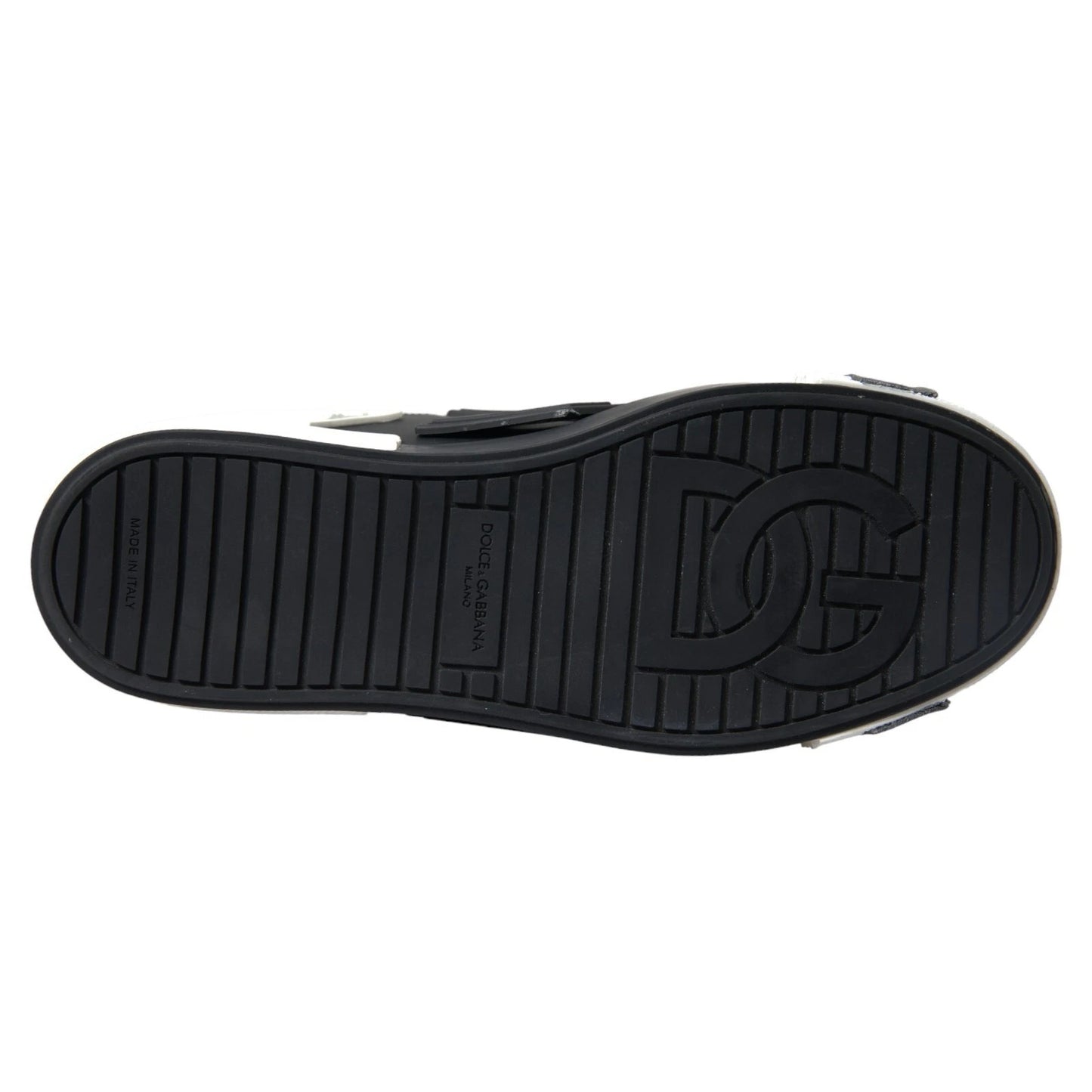 حذاء سنيكرز دولتشي آند غابانا أسود من الجلد منخفض الرقبة، حذاء بورتوفينو