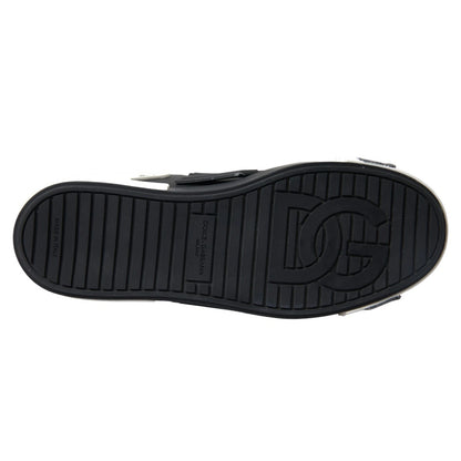 حذاء سنيكرز دولتشي آند غابانا أسود من الجلد منخفض الرقبة، حذاء بورتوفينو