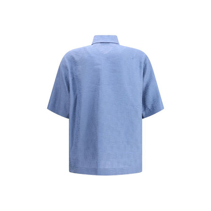 Fendi Light Blue Linen Shortsleeve Shirt