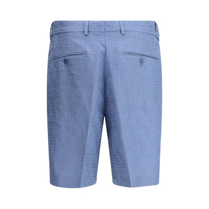 Fendi Blue Linen Bermuda Shorts