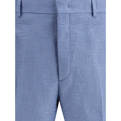 Fendi Blue Linen Bermuda Shorts