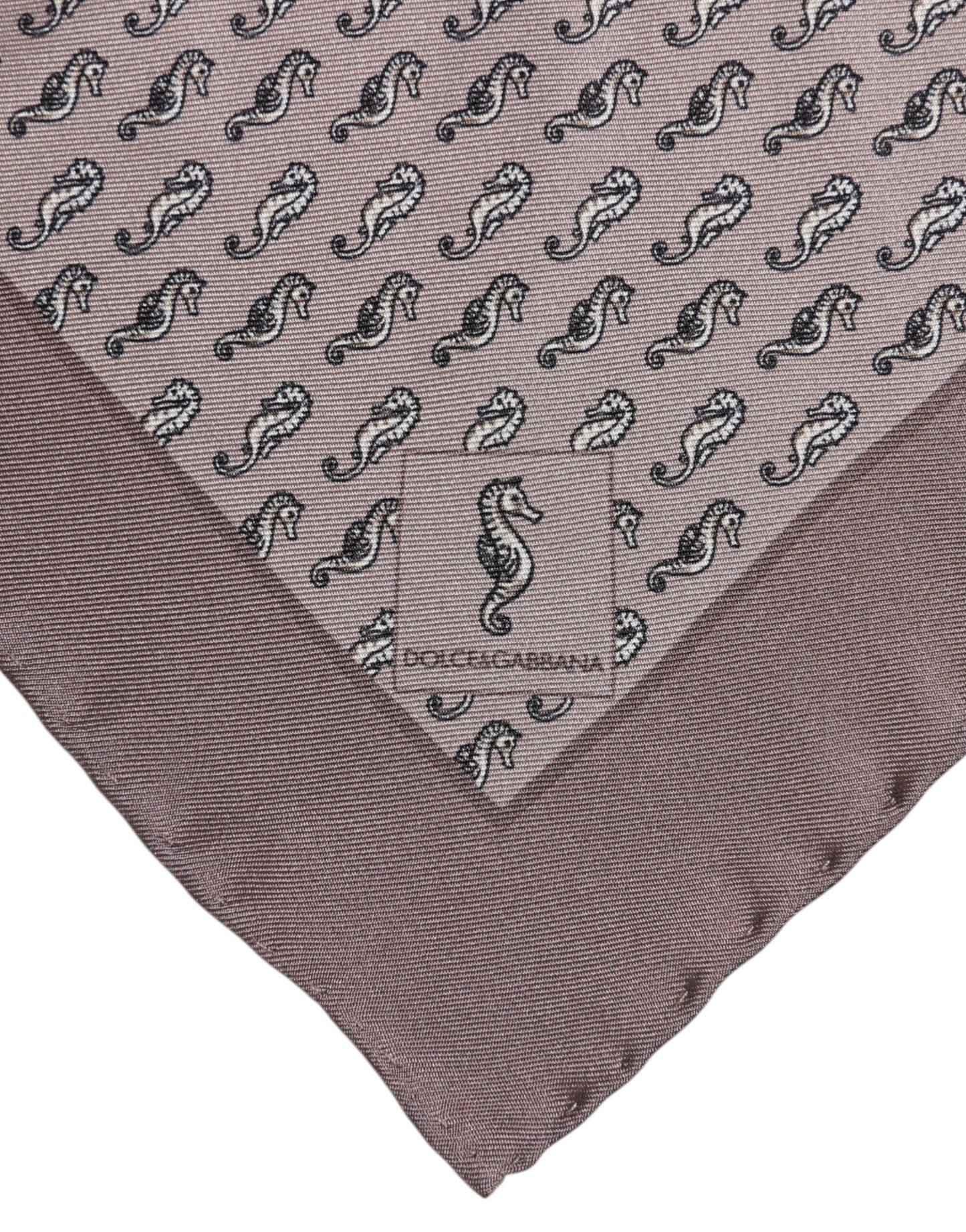 Dolce & Gabbana Brown Sea Horse Silk Square Foulard Scarf