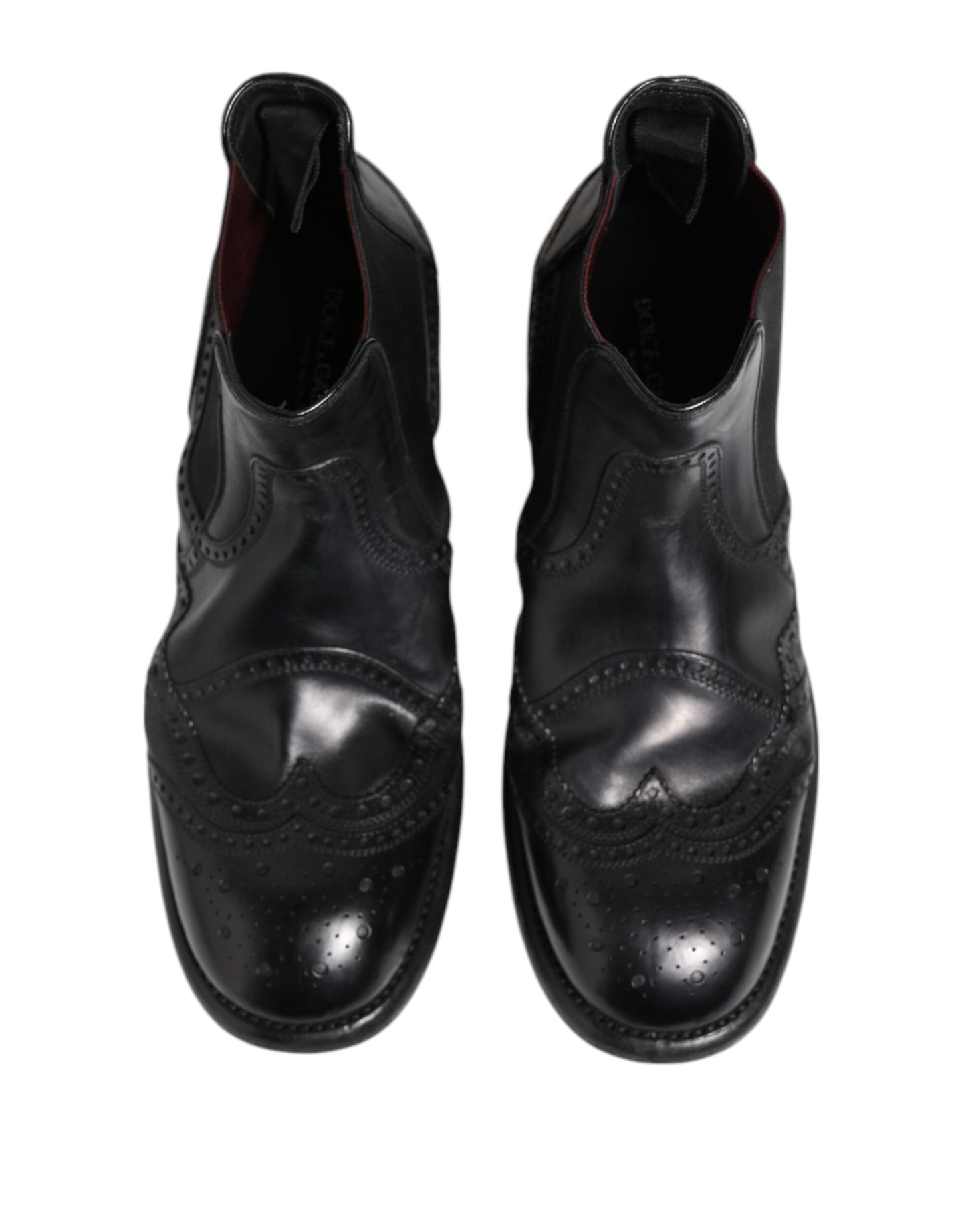 Dolce & Gabbana Black Leather Ankle Boots Slip On Shoes