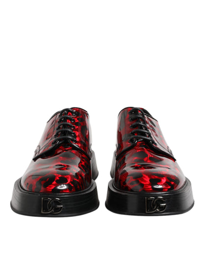 Dolce & Gabbana Red Leopard Derby Formal Men Dress Shoes