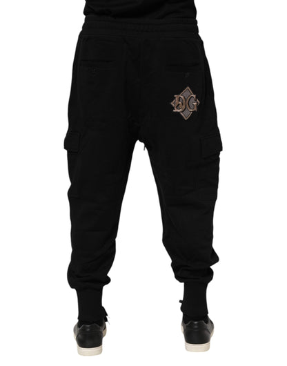 Dolce & Gabbana Black Cotton Logo Jogger Sweatpants Pants
