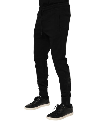 Dolce & Gabbana Black Cotton Men Jogger Sweatpants Pants