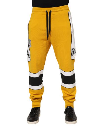 Dolce & Gabbana Yellow Print Cotton Drawstring Jogger Pants